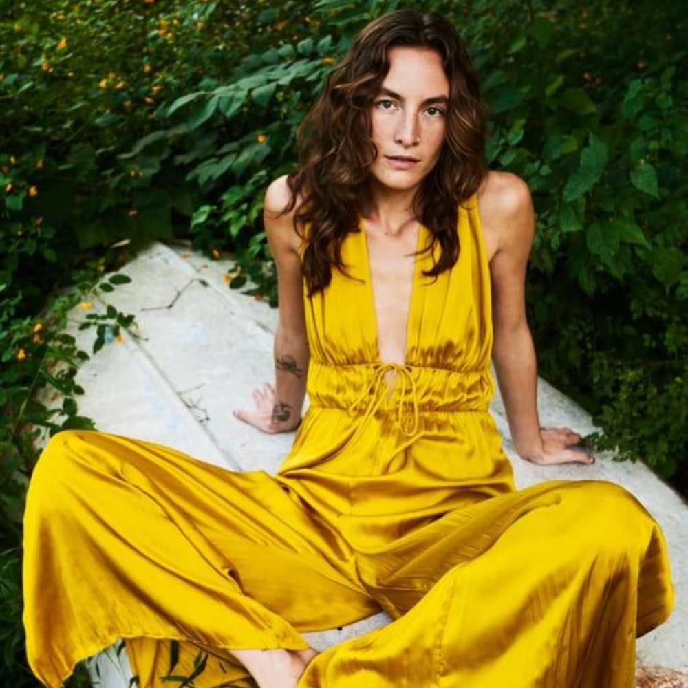 Zara Long Satin Effect Jumpsuit
